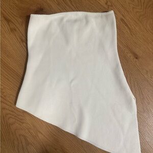 Meshki Asymmetrical White strapless top